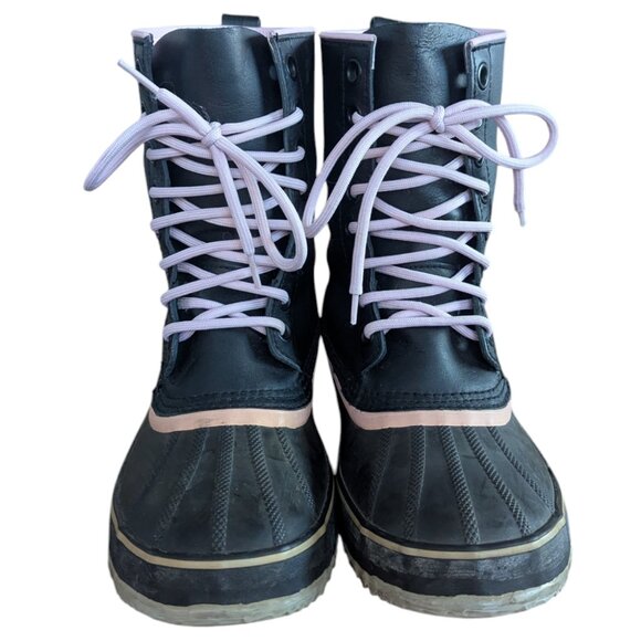 Sorel Black & Pink Leather Waterproof Insulated Women's Winter Snow Boots Size 9 - Picture 9 of 16